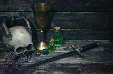 Sihirli tablo arka plan. Büyücülük kavramı.