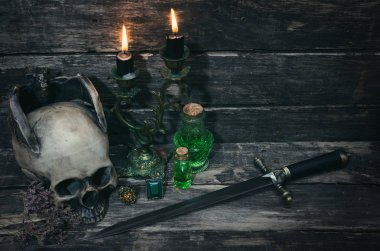 Sihirli tablo arka plan. Büyücülük kavramı.