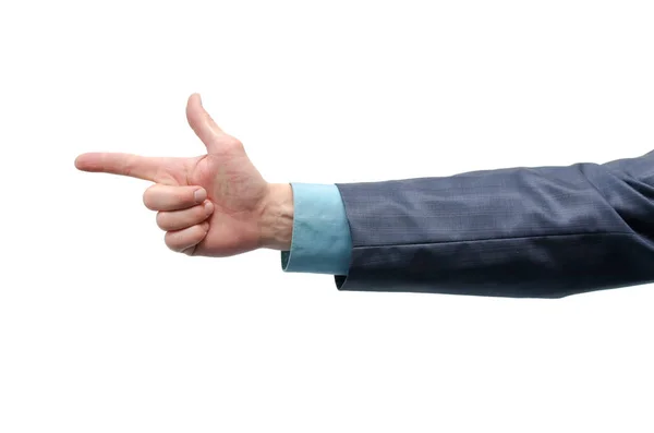 Empresário Mão Está Mostrando Para Frente Pelo Dedo Indicador Isolado — Fotografia de Stock