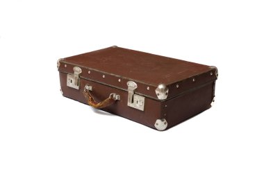 Beyaz arka plan üzerinde izole retro çanta.