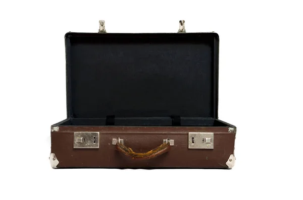白い背景に分離されたレトロなスーツケース — ストック写真