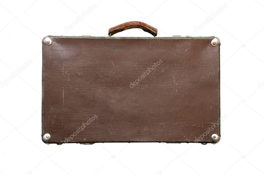 Retro suitcase isolated on the white background.