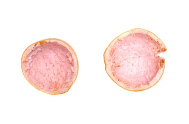 Beyaz arka plan üzerinde izole greyfurt kabuklu.