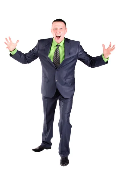 Angry Businessman Boss Scolding Isolated White Background — Stock Photo, Image
