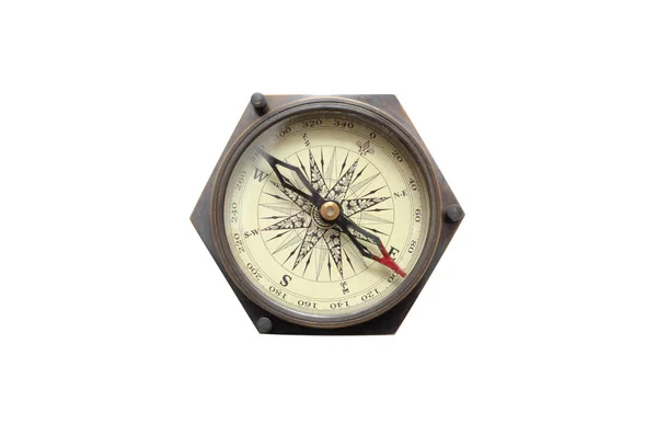 Nautischer Kompass Isoliert Auf Weißem Hintergrund — Stockfoto