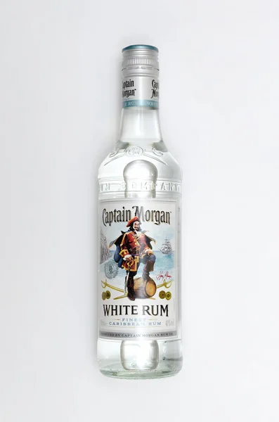 Kurgan Rusia Enero 2019 White Rum Capitán Morgan Sobre Fondo — Foto de Stock