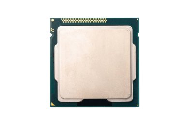 Beyaz bir arka plan üzerinde izole Modern Cpu işlemci yongası.