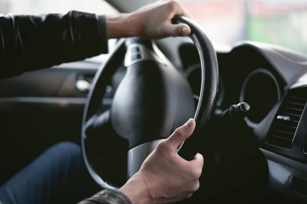 Řidič Unášena Jeho Auto Ostrou Zatáčku Řidič Ztratil Kontrolu Silnici — Stock fotografie