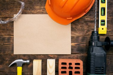 Liste modelini düzelt. İnşaat ipuçları ya da ev projesi belge şablonu. Kopya alanı olan inşa kavramı arkaplanı.