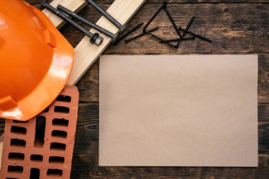 Liste modelini düzelt. İnşaat ipuçları ya da ev projesi belge şablonu. Kopya alanı olan inşa kavramı arkaplanı.