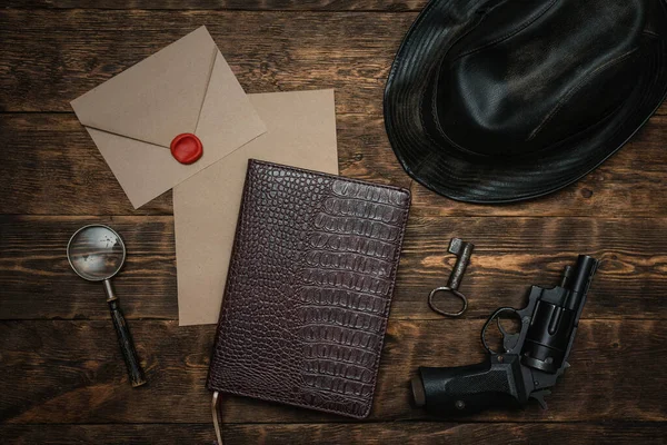 Top Geheim Document Papier Pagina Sjabloon Een Houten Tafel Van — Stockfoto