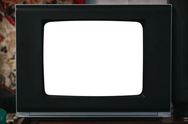 Vecchio Televisore Cornice Bordo Display Sul Tavolo Con Uno Spazio — Foto Stock