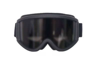 Beyaz arkaplanda siyah kar maskesi izole edilmiş..