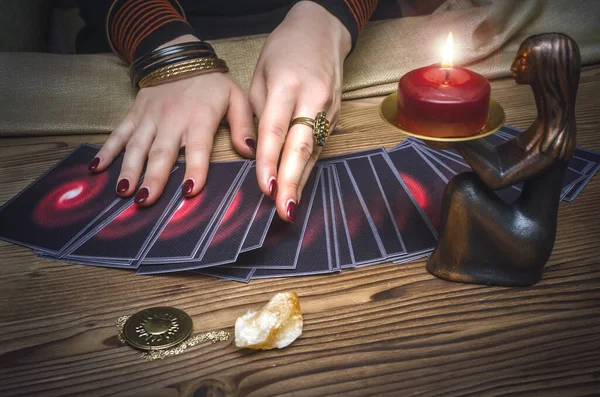 Tarot Kártyák Jövendőmondó Jövőbeli Olvasási Koncepció Stock Kép