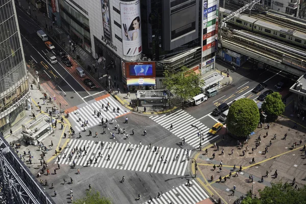 Tokyo Japan Circa April 2017 Gågatan Scramble Övergångsställe Shibuya Tokyo — Stockfoto