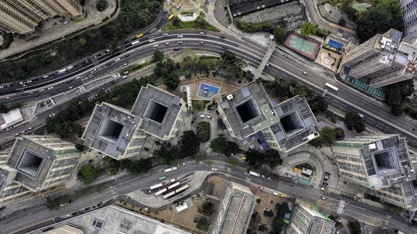 Veduta Aerea Del Paesaggio Urbano Con Edifici Hong Kong — Foto Stock