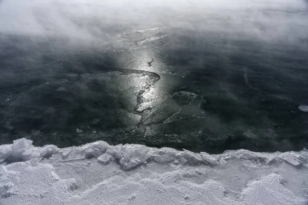Gelo Lago Paisagem Inverno — Fotografia de Stock