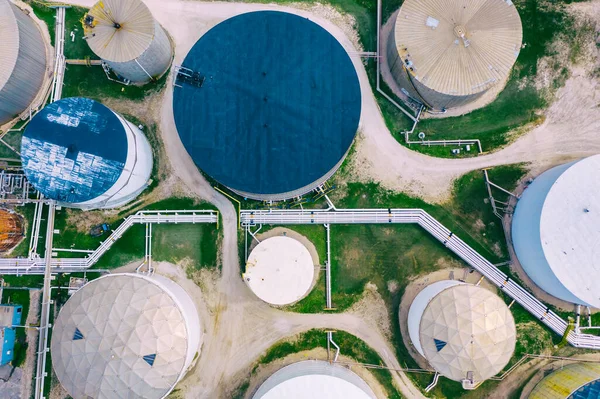 Aerial Top View Oil Refinery Fuel Storage Facility — Stock Photo, Image