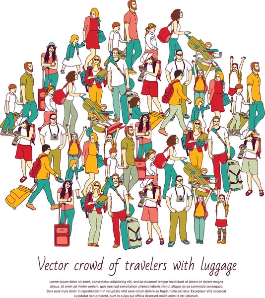 Group tourists people — Stock Vector