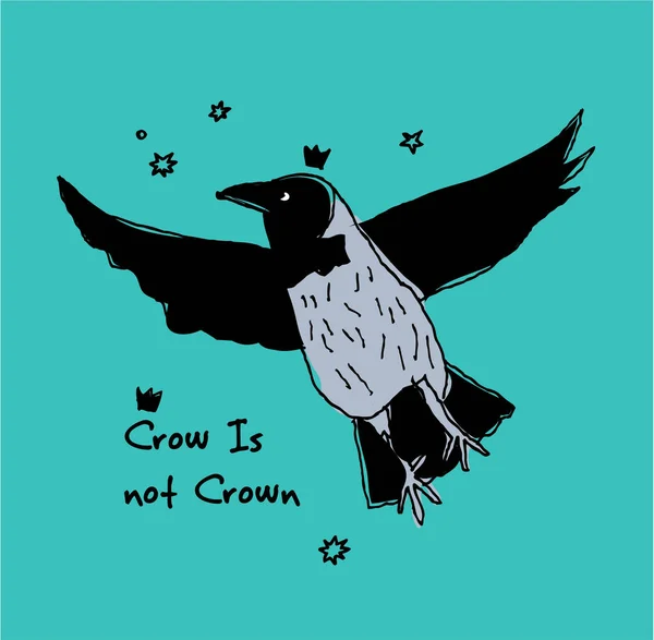 Crow Fågel Tema Färg Illustration — Stock vektor