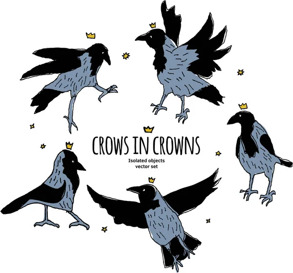 Motiv Ptáci Crow Barevné Ilustrace — Stockový vektor
