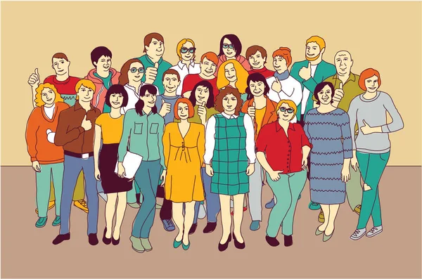 Велика група щасливих людей Стокова Ілюстрація