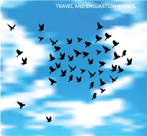 旅行および移住鳥の記号カード — ストックベクタ