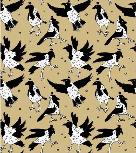 Crow Birds Theme Color Illustration — Stock Vector