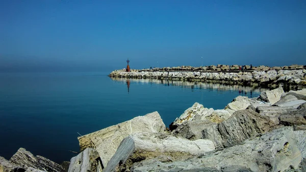 Vista Celestial Del Muelle Del Puerto Giulianova Abruzzo Italia Paisaje — Foto de Stock
