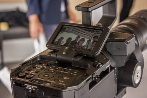 Backstage Photos Detail Digital Camera While Filming Movie Scene — Stock Photo, Image