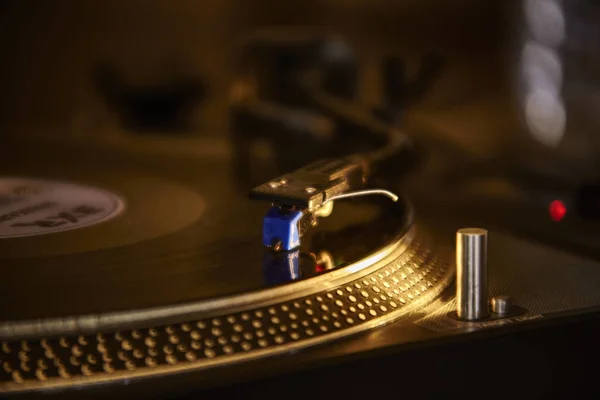 Detail Retro Gramofon Disco Měkkým Světlem — Stock fotografie
