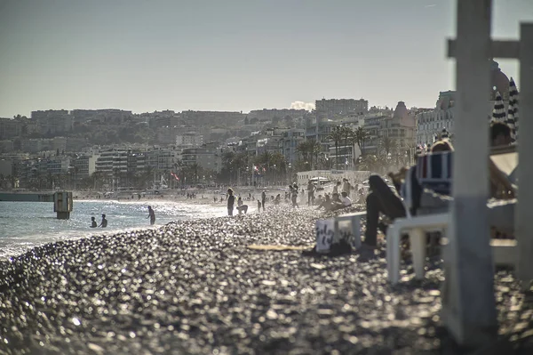 Nadmorski Kurort Plaży Ładny Francji Okresie Letnim Zapierające Dech Piersiach — Zdjęcie stockowe