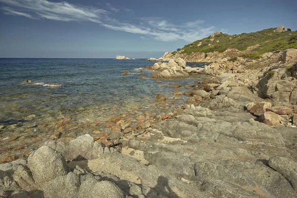 Panorama Rochoso Praia Cala Figu Sardenha Rochas Rochas Encontram Mar — Fotografia de Stock