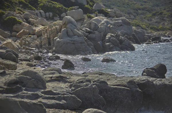 Detail Some Rocks Rock Face Overlooking Mediterranean — Stock Photo, Image