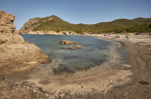 Hermosa Vista Aérea Playa Cala Figu Cerdeña Con Mar Cristalino — Foto de Stock