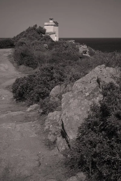 Вид Проспект Призводить Маяк Капо Ferrato Півдні Сардинії — стокове фото