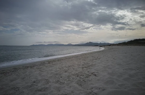 Vista Praia Piscina Rei Sul Sardenha Completamente Livre Turistas Durante — Fotografia de Stock