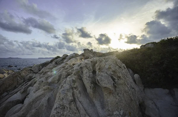 Деталь Гранитной Породы Южном Побережье Сардинии Снятая Закате — стоковое фото