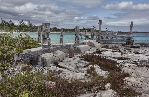 Remains Old Wooden Pier Now Destroyed Weather Bad Weather Xpu — Stock Photo, Image