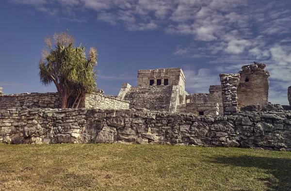 Freskók Temploma Tulum Romjainak Komplexumában — Stock Fotó