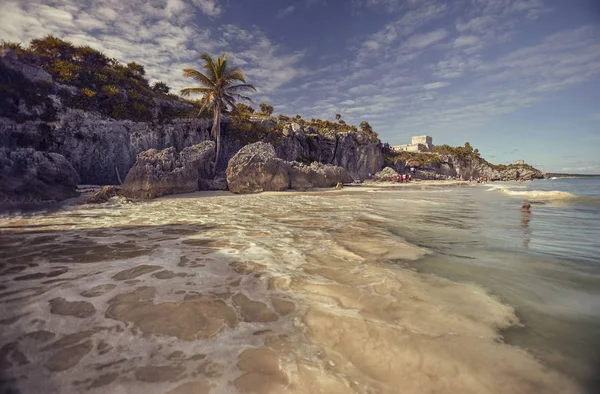 View Beautiful Beach Tulum Ruins Mexico — Stock Photo, Image