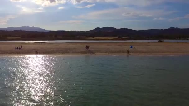 Vue Aérienne Une Côte Sud Sardaigne Italie Coucher Soleil — Video