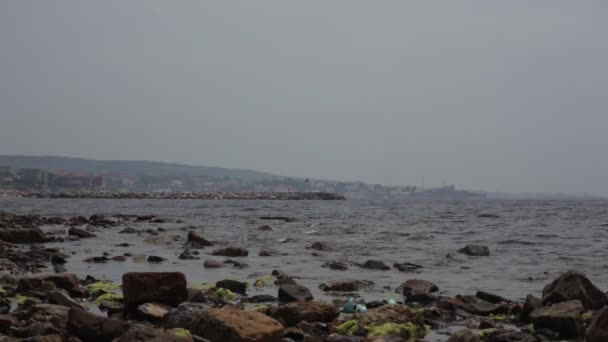 Gli Scogli Della Spiaggia Civitavecchia — Video Stock