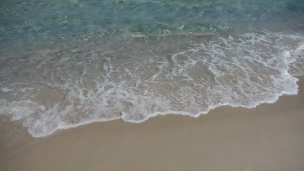 Waterside Com Ondas Mar Que Atendem Areia Praia — Vídeo de Stock