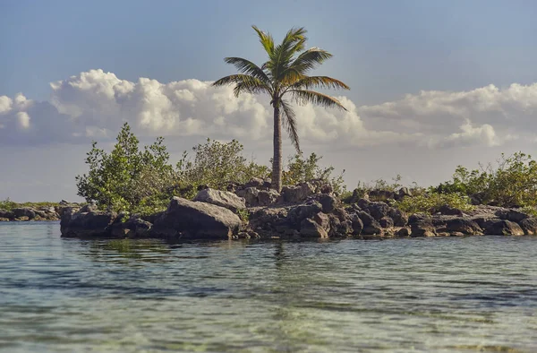 Natuursteen Eilandje Het Midden Van Caribische Zee Mexico Die Een — Stockfoto