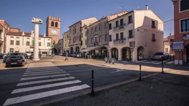Hiperlapsul Piazza Risorgimento Lendinara Italia Într După Amiază Însorită — Videoclip de stoc