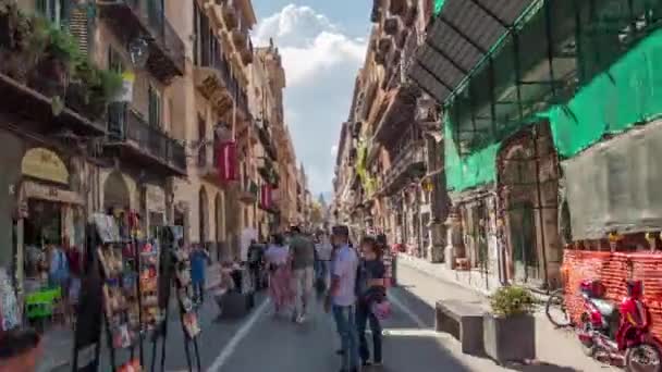 Palermo Vittorio Emanuele Time Lapse Tüm Yaşam Günlük Geçitgeçen Insanlar — Stok video