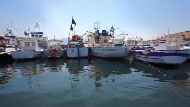 Barcos Pesca Porticello Atardecer — Vídeos de Stock