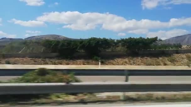 Hügelige Landschaft Von Der Straße Sizilien — Stockvideo