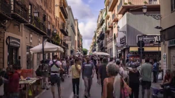 Multidão Movimento Cidade Palermo Tiro Lapso Tempo — Vídeo de Stock